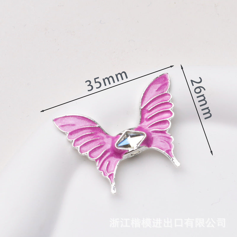 Wholesale 50PCS DIY Metal Electroplated Colorful Wings Butterfly Vertical Hole Loose Beads